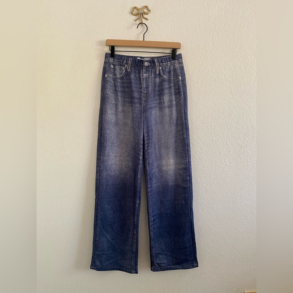 Mila Rosabella Denim Printed Sweatpants Womens M W28 L30 Blue Stretch Pant NEW